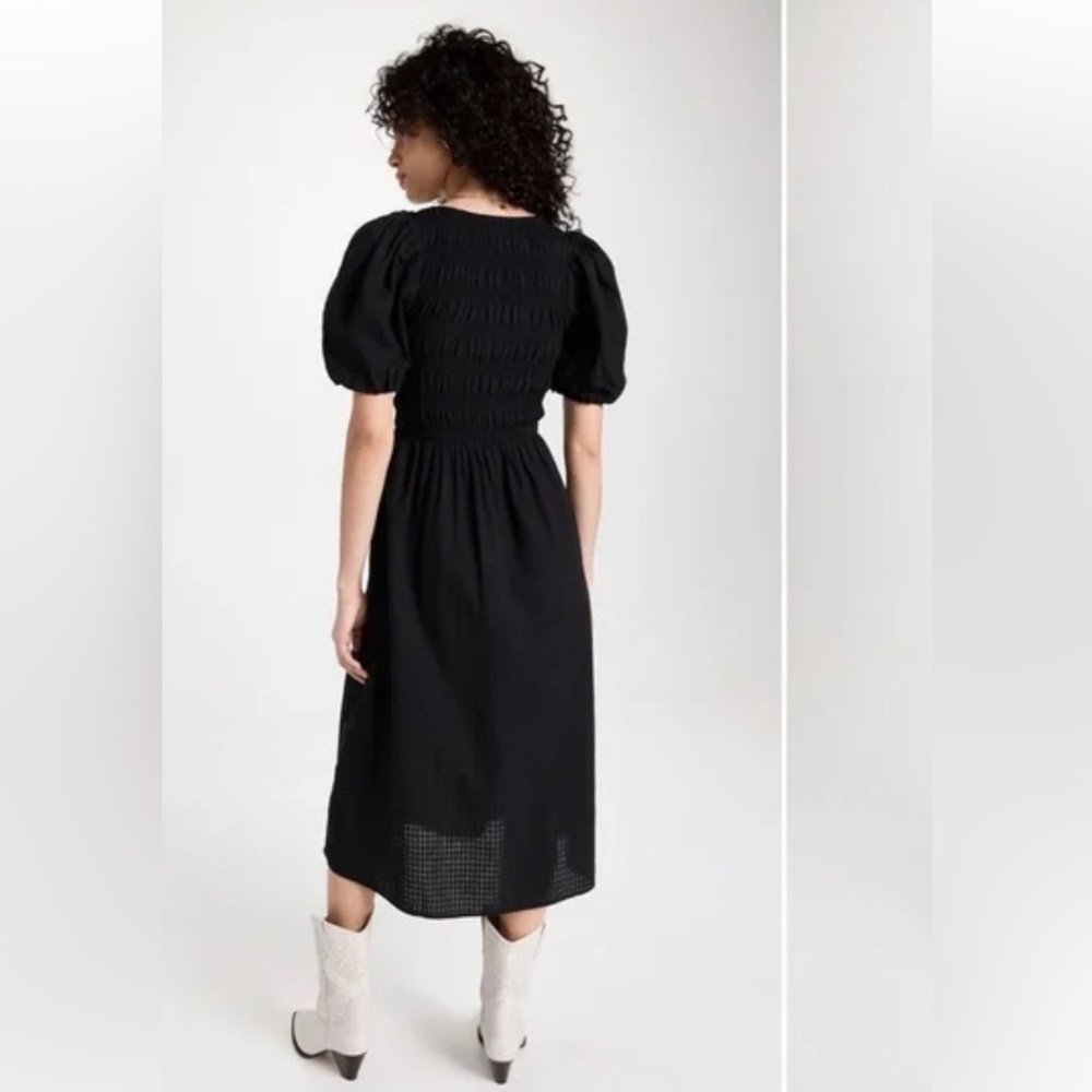 Madewell black dress. Smocked bodice puff sleeves size 4 - Picture 3 of 11